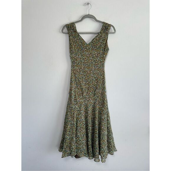 Vintage Y2K Talbots Petite 8 Silk Slip Drop Waist Midi Dress Chiffon Brown Fairy - Picture 2 of 11